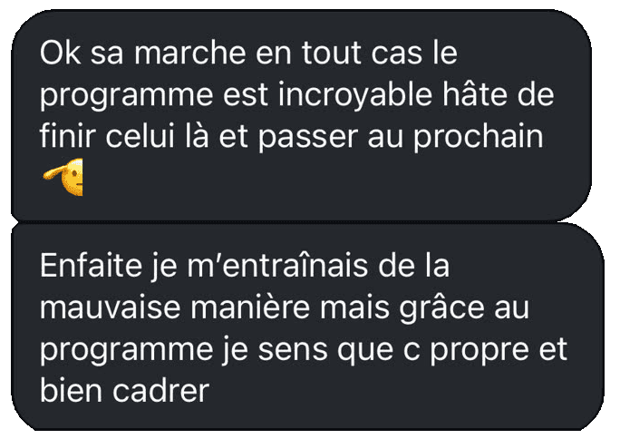 Capture d'un retour client MB PREPA