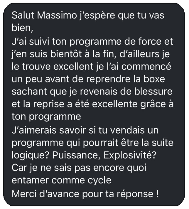 Capture d'un retour client MB PREPA
