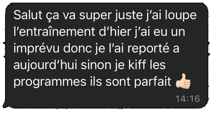 Capture d'un retour client MB PREPA