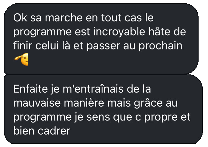 Capture d’un message client MB PREPA