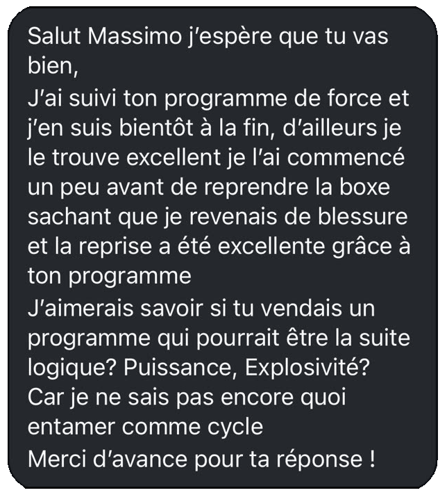 Capture d’un message client MB PREPA
